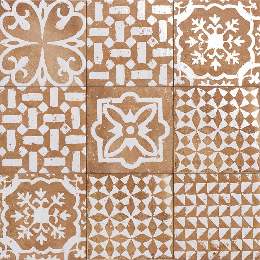 klasszikus feher mintas teglaszinu mediterran konyhai csempe rusztikus vintage dekor falburkolat selyemfenyu 20x20cm balaton furdoszoba nappali dekor nyaralo felujitas lameridiana csempek.jpg